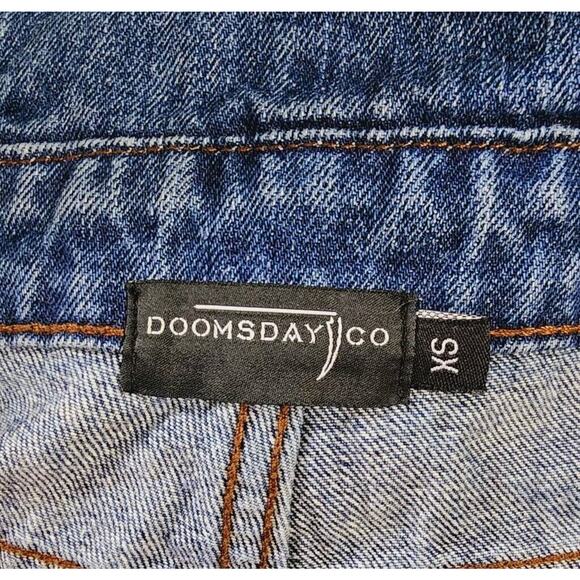 Doomsday Co UK Blue Denim Short Overalls Romper Sz XS 4" Inseam Streetwear - Picture 12 of 13